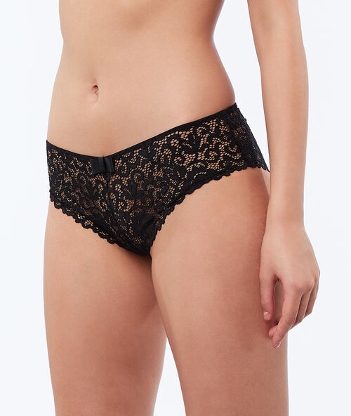 Трусики-шорты кружевные черный.