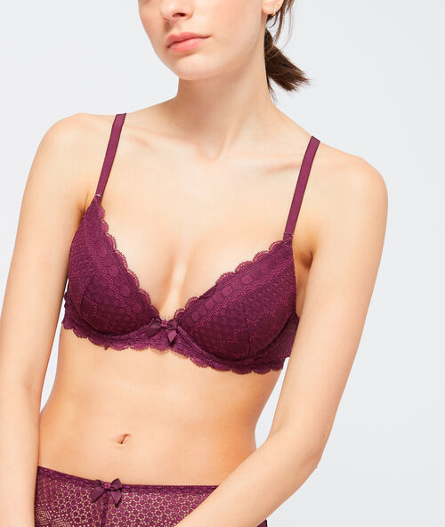 Бюстгальтер n&deg;2 - глубокий кружевной вырез темно-фиолетовый.