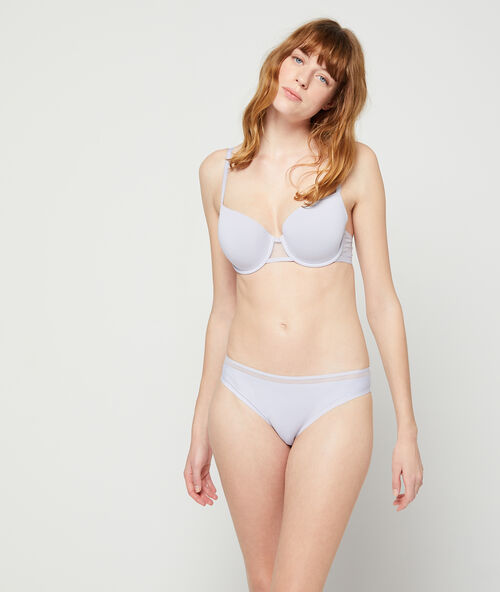 Бюстгальтер n&deg;5 - естественные уплотненные чашки и тюль по бокам серый.