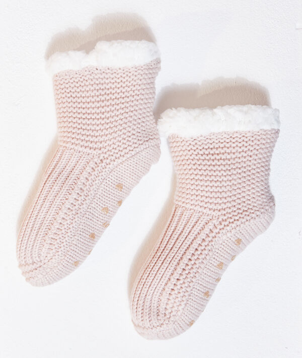 

Chaussettes tricot intérieur polaire, Rose