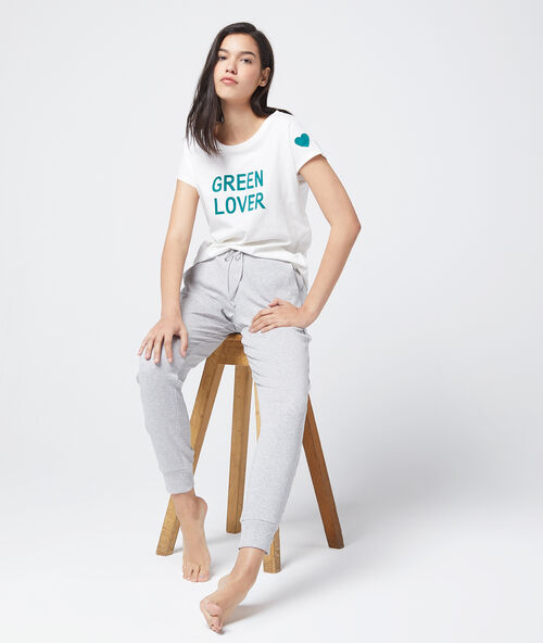 Футболка с принтом 'green lover' из био-хлопка экрю.