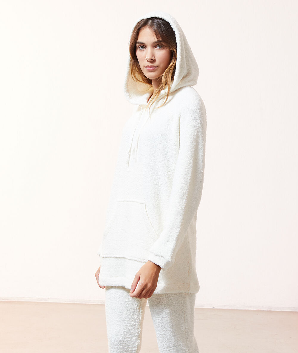 Худи oversize из текстурной ткани экрю.