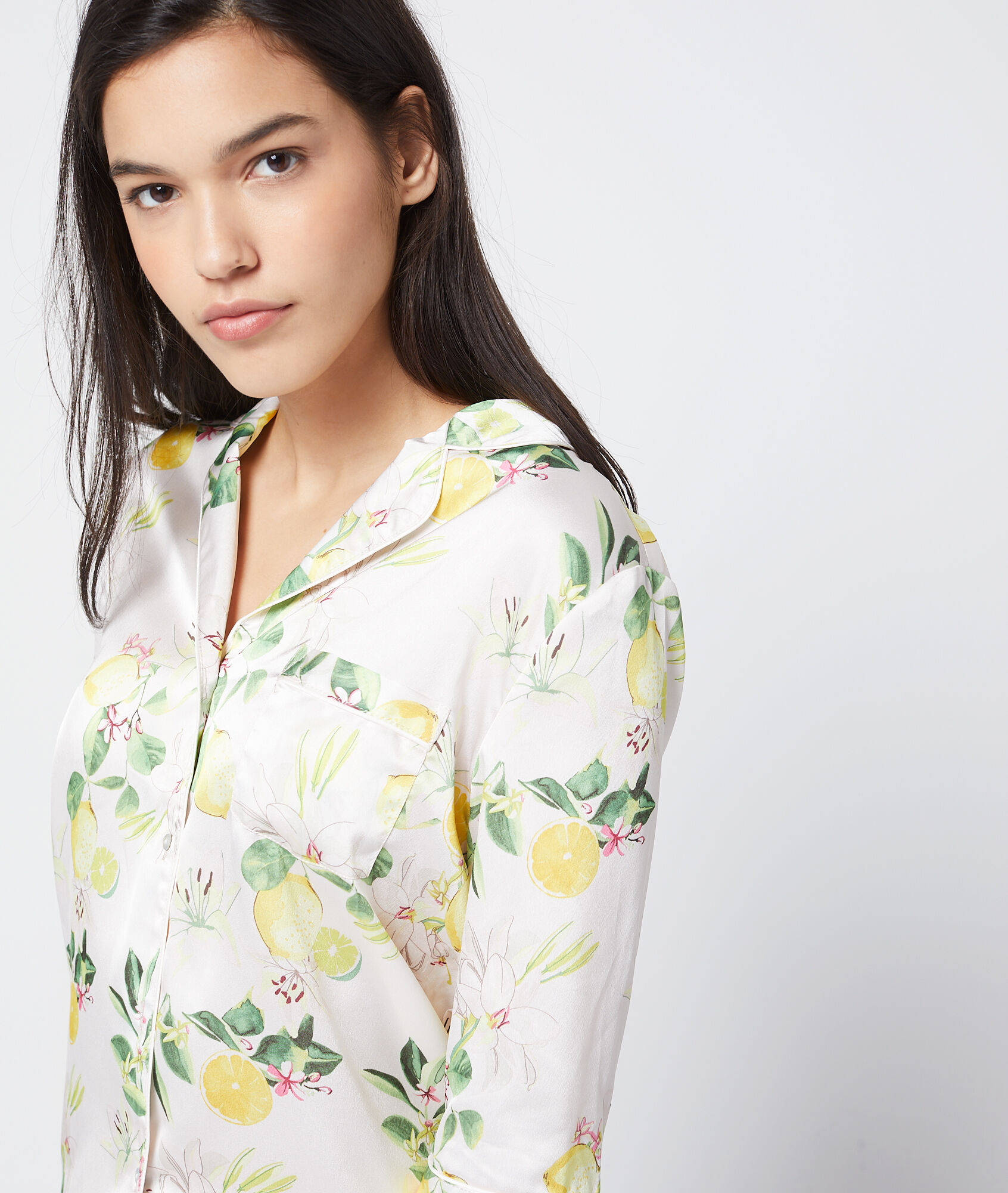 

Chemise satin imprimée, Ecru