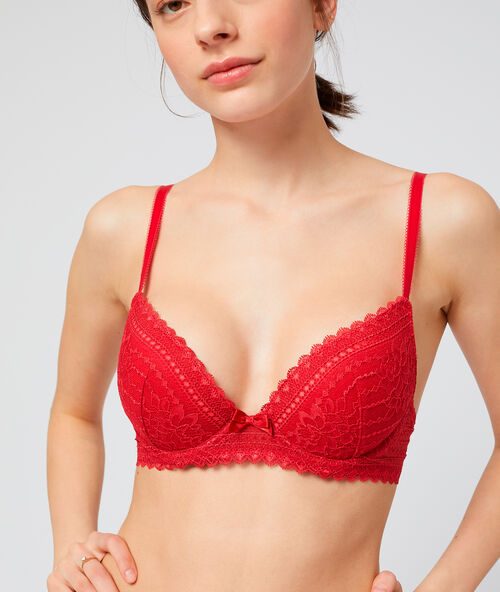 Бюстгальтер n&deg;2 - глубокий кружевной вырез красный.