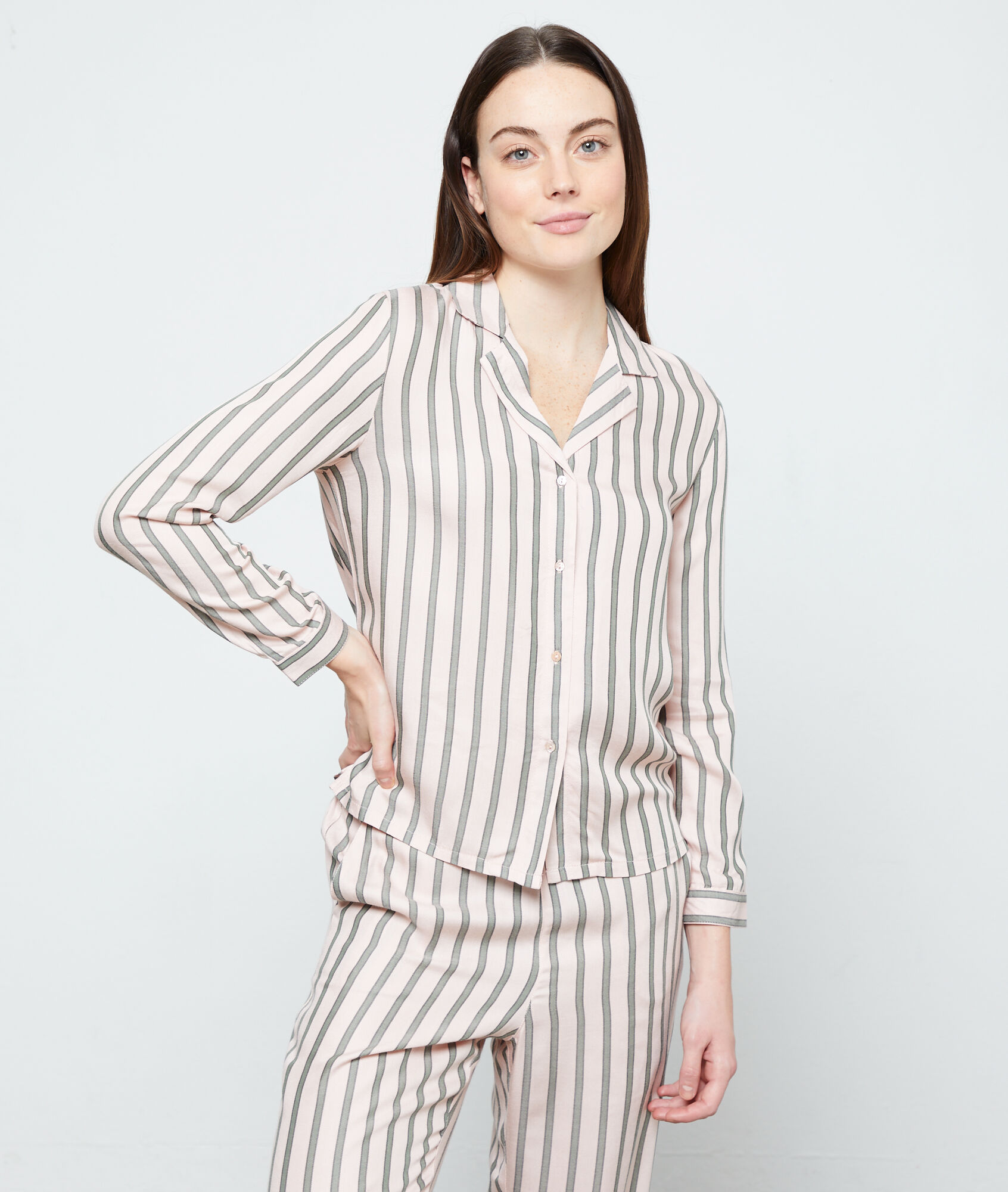 

Chemise de pyjama rayée, Rose