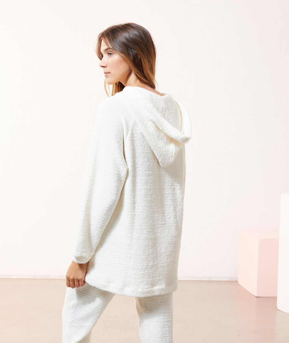 Худи oversize из текстурной ткани экрю.