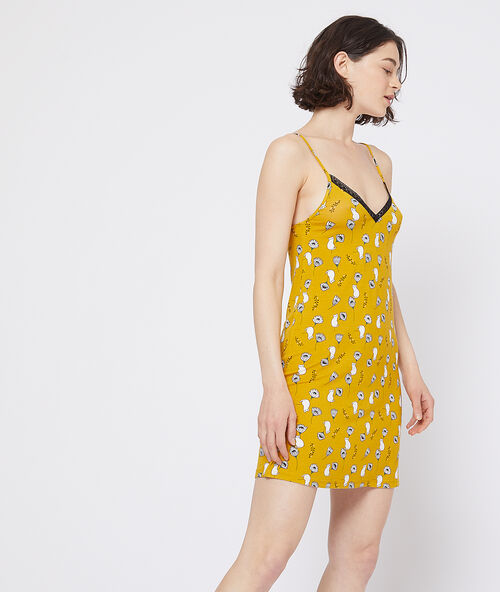 Сорочка с цветочным принтом из эко-вискозы жёлтый.