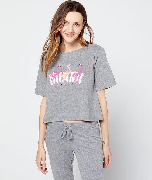 Короткая футболка 'miami beach' серый.