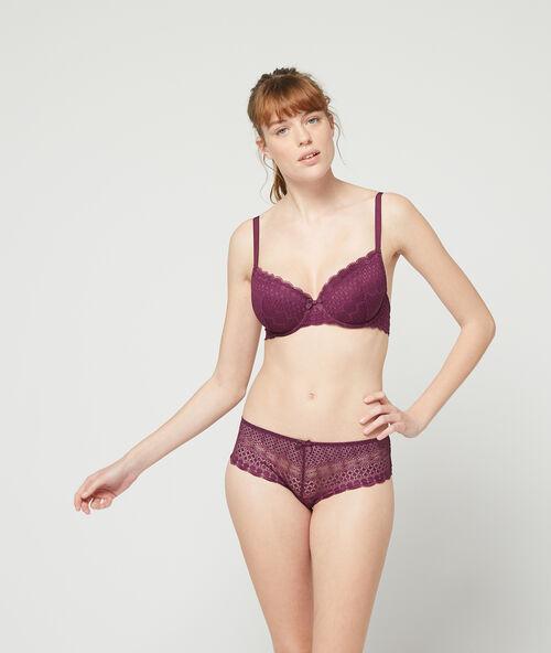 Бюстгальтер n&deg;4: мягкие чашки, кружево темно-фиолетовый.