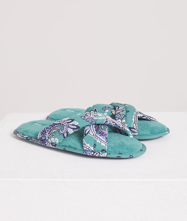 

Chaussons mules ouvertes à noeud imprimés, Vert