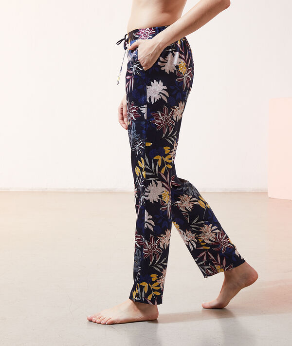 

Атласные брюки с принтом, Темно-синий