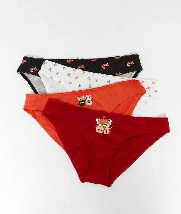 

Lot de 4 culottes en coton, Rouge