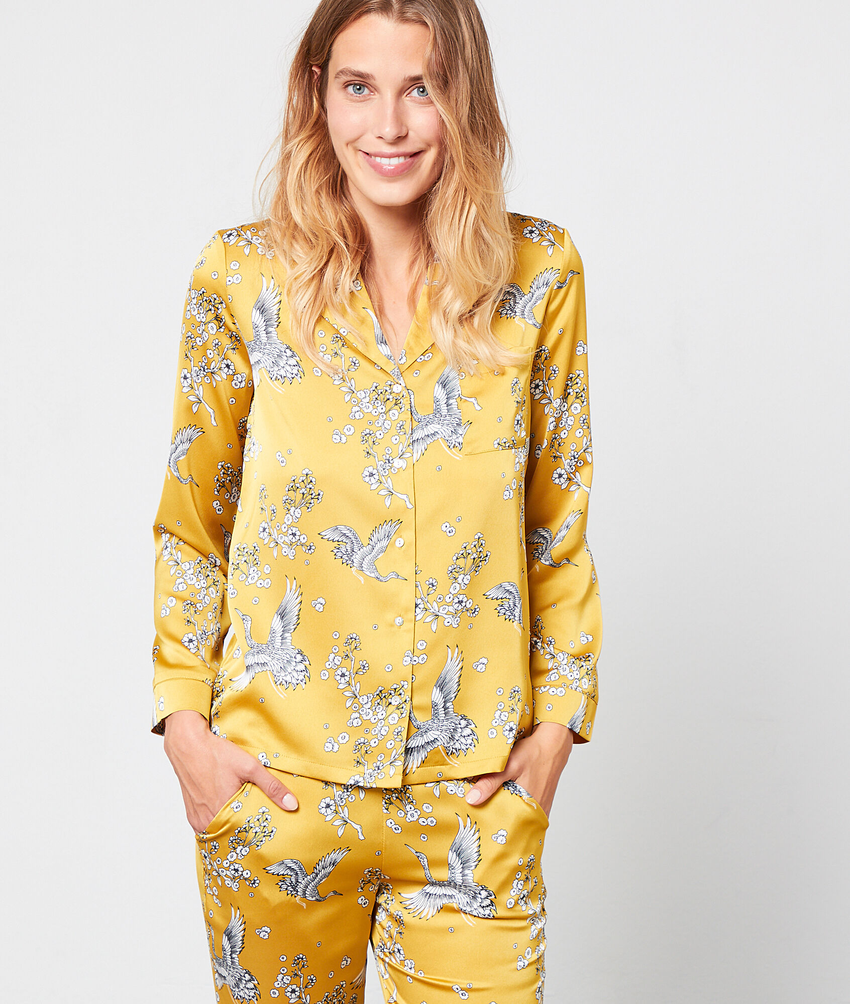 

Chemise de pyjama imprimé oiseaux, Anis