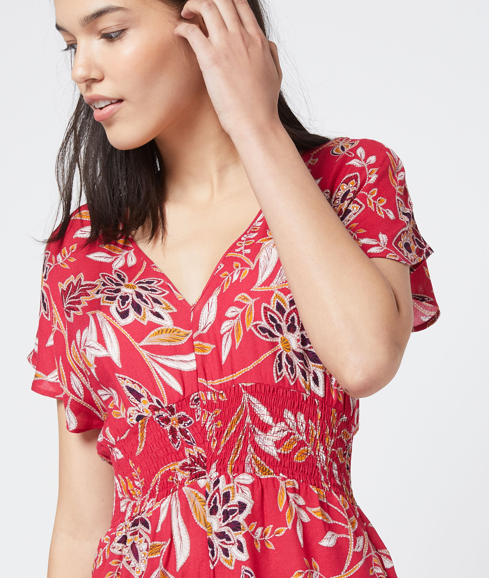 

Combishort à imprimé floral, Fushia
