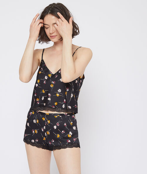 Шорты с цветочным принтом чёрный.