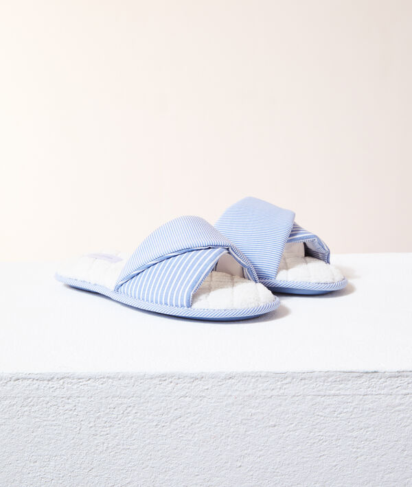 

Chaussons tongs rayés, Bleu