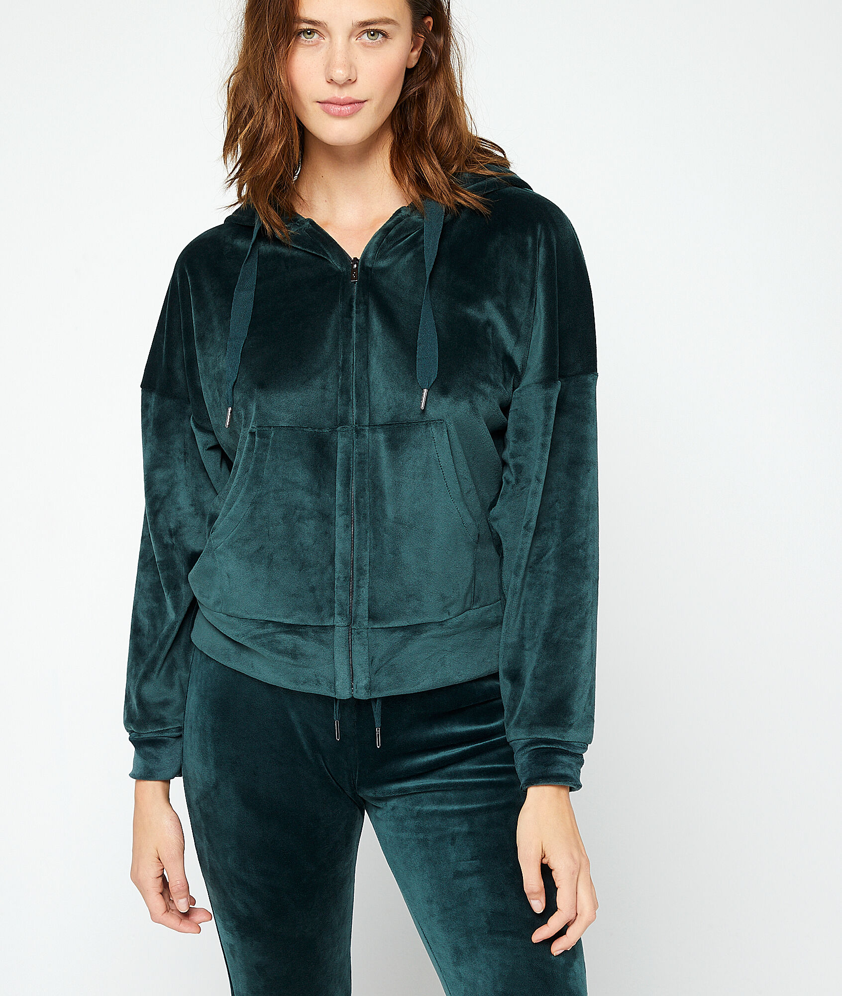 

Veste effet velours, Vert