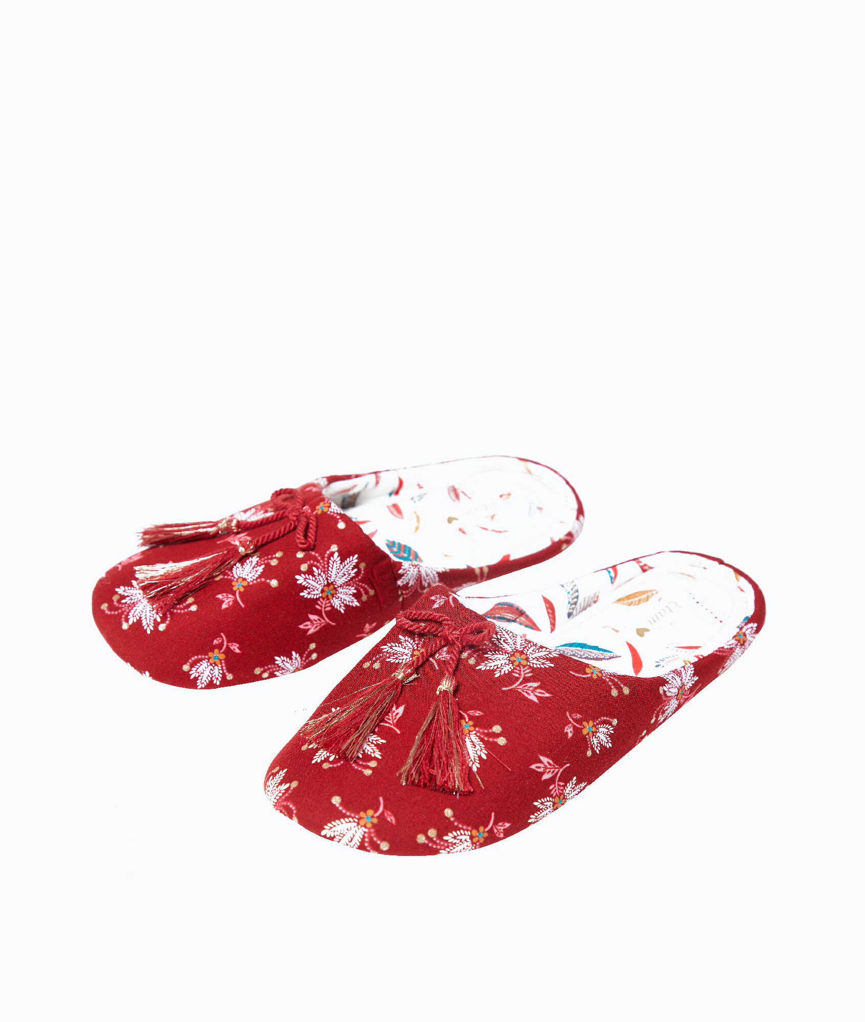 

Mules à pompons, Multicolore