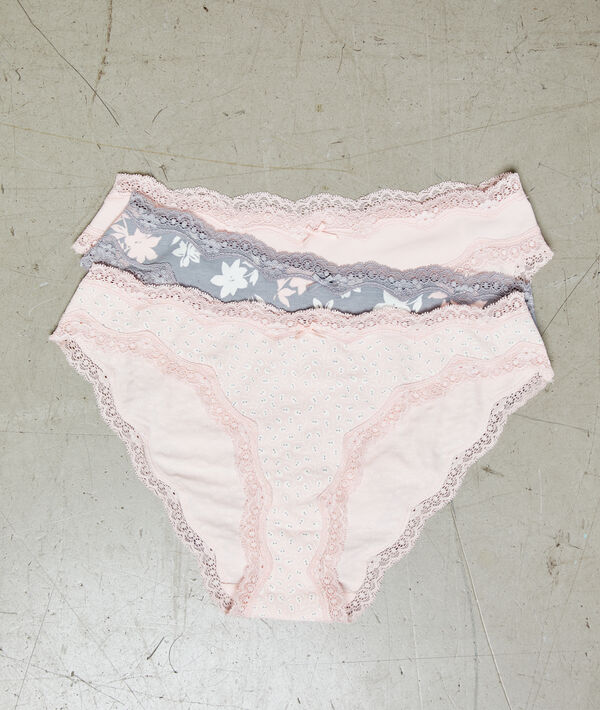 

Lot de 3 slips en coton, Rose