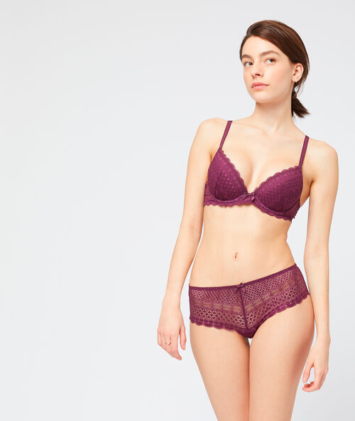 Бюстгальтер n&deg;2 - глубокий кружевной вырез темно-фиолетовый.