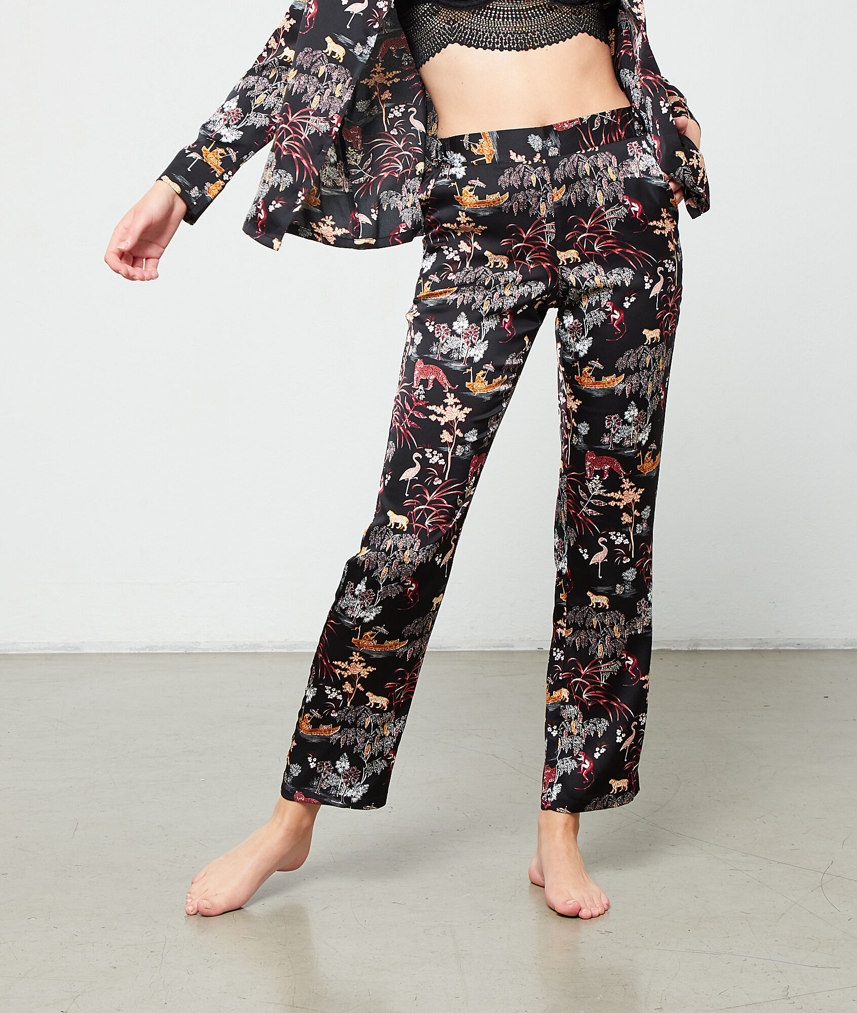

Pantalon satiné imprimé, Violet
