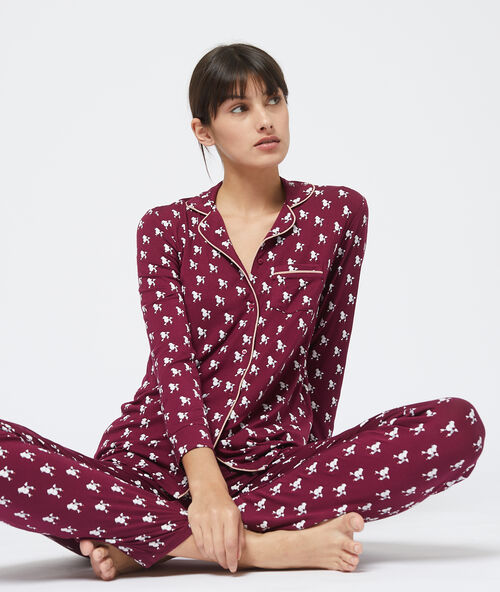 Брюки с принтом "пудель бордовый.