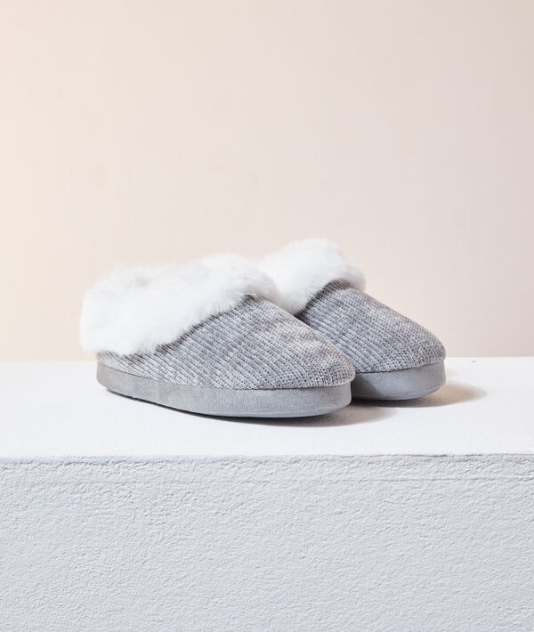 

Chaussons mules effet fourrure, Anthracite