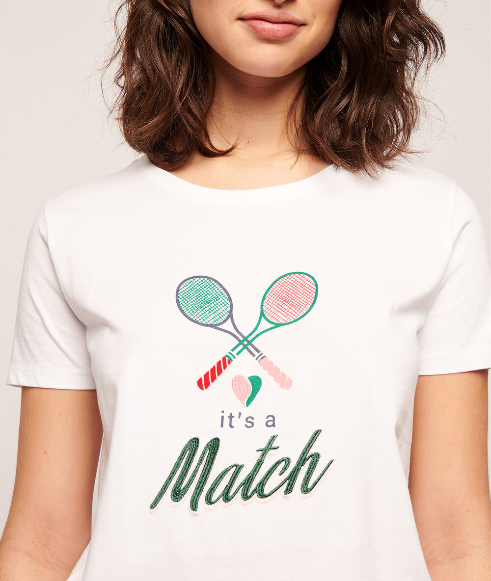 Футболка с принтом 'it's a match!' экрю.