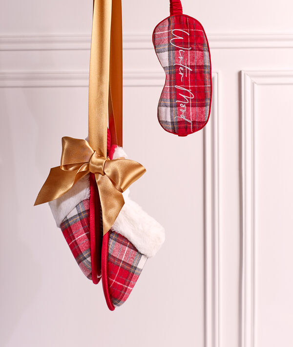 

Set chaussons mules fourrés et masque 'winter mood, Rouge