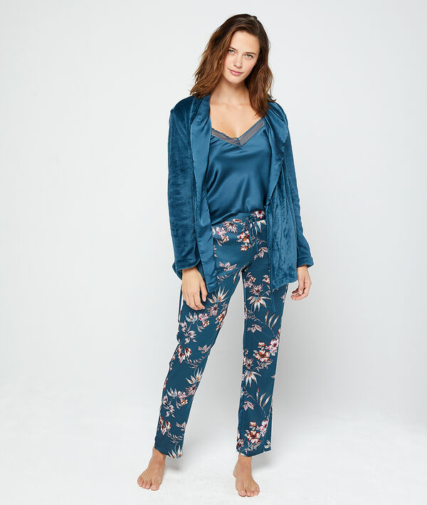 

Pyjama 3 pièces satiné, Bleu