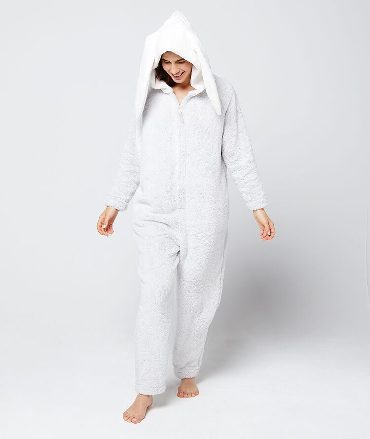 Combinaison animal lapin gris clair.