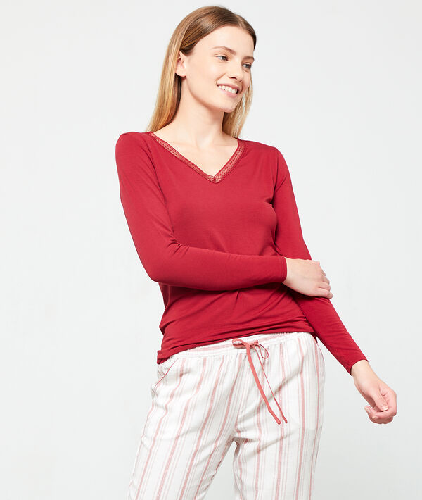 

Топ с кружевом в области декольте, Красный