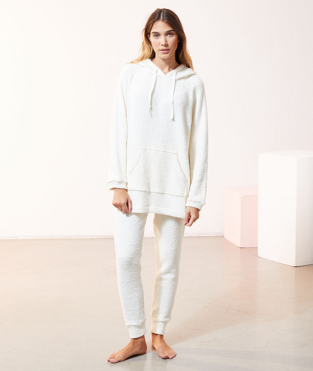 Худи oversize из текстурной ткани экрю.
