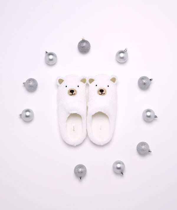 

Chaussons mules ours, Ecru