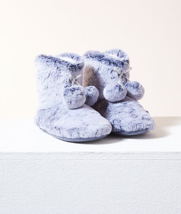 

Chaussons bottines à pompons, Gris foncé